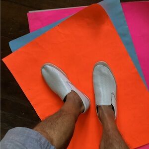 Steve Madden white leather loafers/boat shoes